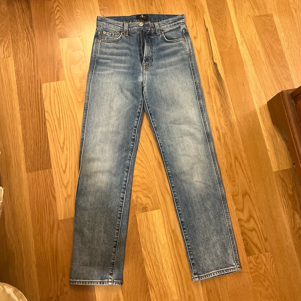 7 for all mankind high rise straight cropped jeans